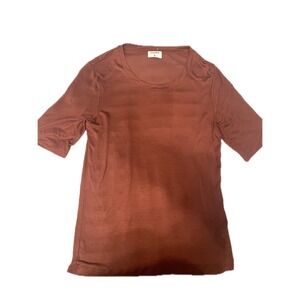 FILIPPA K Elena Tencel Tee Tunic Top Rust Brown Size M